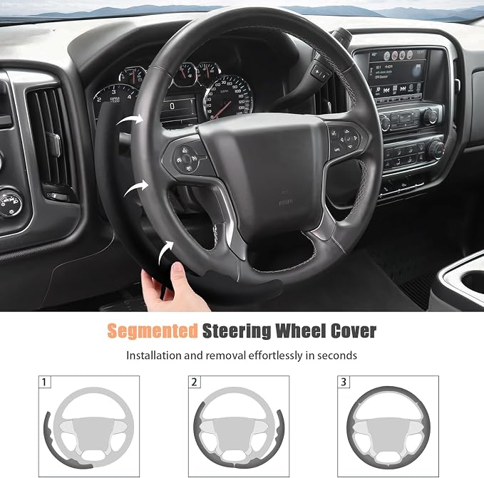 Aimato Customized Steering Wheel Cover for Chevy Silverado 1500 2014-2018/2500 3500 2015-2019/Suburban Tahoe 2015-2020/Traverse 2018-2023,Thin,Anti-Slip,Scratch-Resistant Car Accessory for Chevrolet