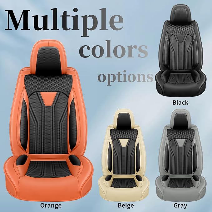 Fit Compass Car Seat Covers for Jeep Compass 2007-2025 2026 -Full Set Premium Leather, Waterproof & Breathable，All-Weather Seat Cushion Protecto & Airbag Compatible, 5 Seats Orange & Black