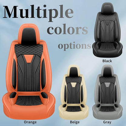 Fit Compass Car Seat Covers for Jeep Compass 2007-2025 2026 -Full Set Premium Leather, Waterproof & Breathable，All-Weather Seat Cushion Protecto & Airbag Compatible, 5 Seats Orange & Black