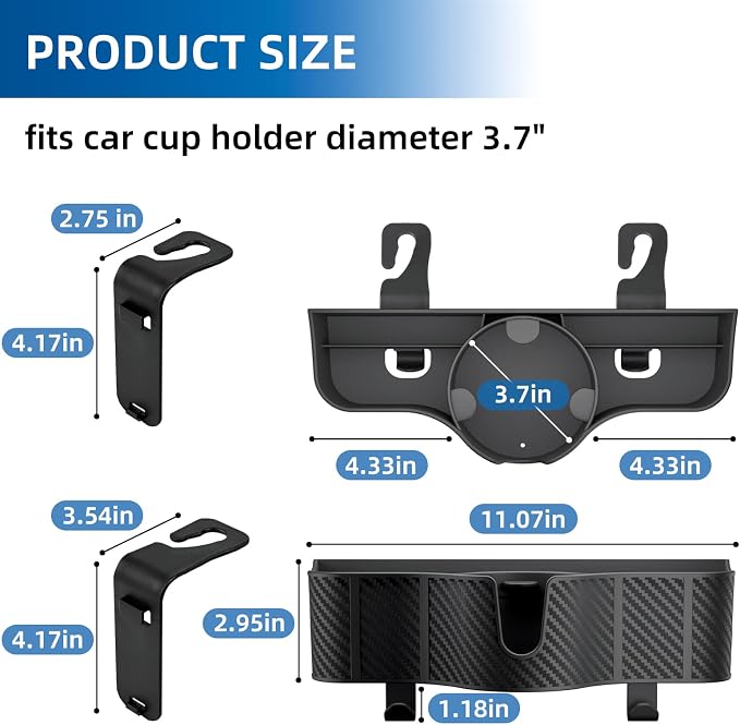 OUSHASAA 3-in-1 Car Headrest Backseat Organizer with 3.7" Backseat Cup Holder for Car, Seat Back Organizer with Hooks