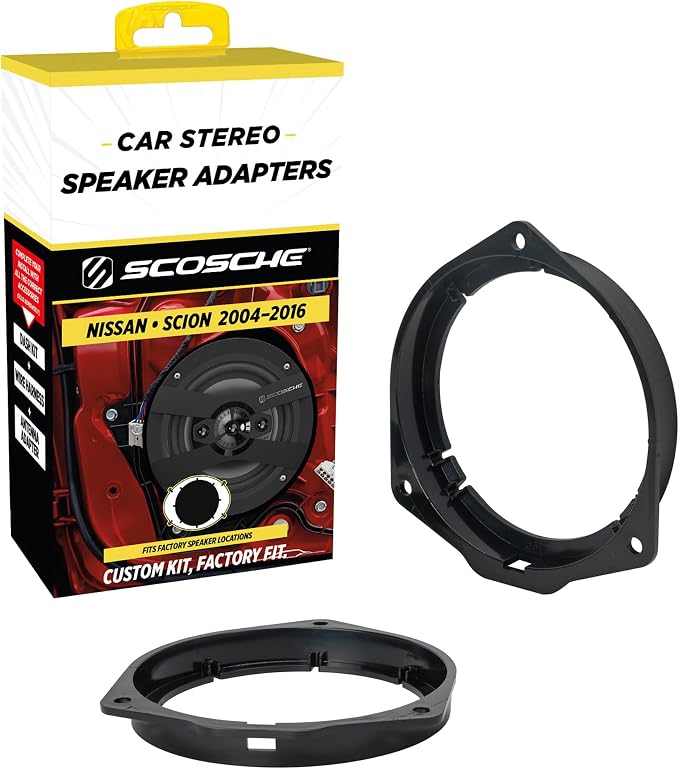 Scosche SASCN656 5.25-6.5” Speaker Adapters - Compatible with Select 2004-16 Nissan and Scion - Adapter for 5 1/4" to 6 1/2" Car Speakers - Sold in Pairs - Does Not Fit Oversize 6.5", 6.75" or 6X9"