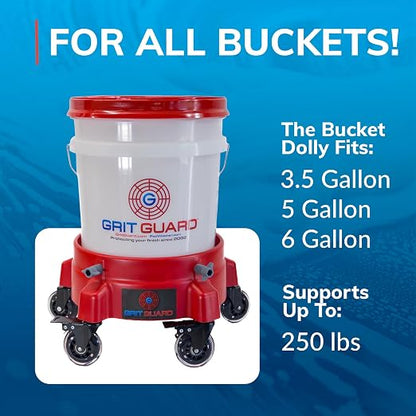 GRIT GUARD Bucket Dolly with Wheels - Rolling Detailing Wash Bucket with 5 Wheels and 2 Locking Casters Compatible with 2.5, 4, 5 and 6 Gallon Buckets (Pink, 2" Roller Bearing) - Made in the USA