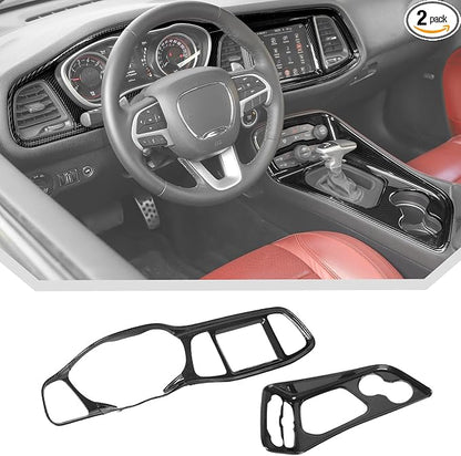 JeCar for Challenger Carbon Fiber Interior Center Console Trim Kit Fit for 2015-2023 Dodge Challenger Interior Accessories