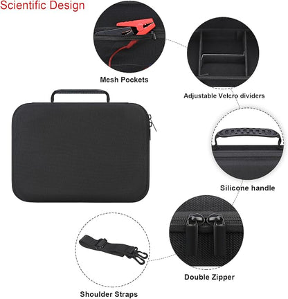 Elonbo Carrying Case for Halo Bolt Ultimate 2.0/3.0 Portable Car Battery Jump Starter/Halo Bolt 55500 mwh/Air 58830/ Air + 55500/58830/ 44400/57720 Emergency Power Kit Holder, Black+Black