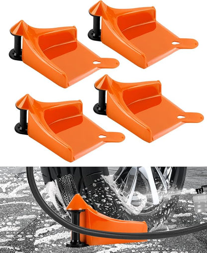 Car Hose Guide 4PCS, Hose Guide for Car Wash Detail, Tire Hose Roller Preventing Pressure Washer Hose from Stuck and Snagging Car Wash Tool for SUV Pickup Truck RV ATV Motorcycle (Orange)