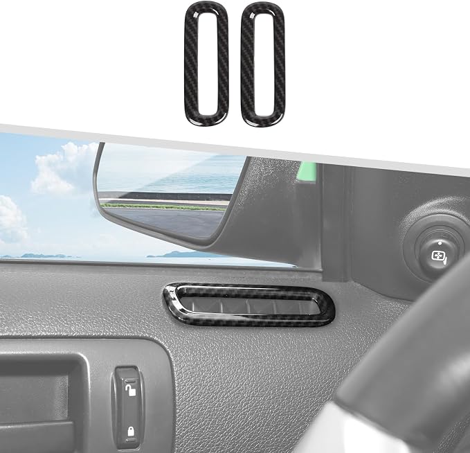 Jimen Compatible with Ford Mustang 2010-2014, Car Interior Door Side AC Vent Outlet Cover Trim (Carbon Fiber)