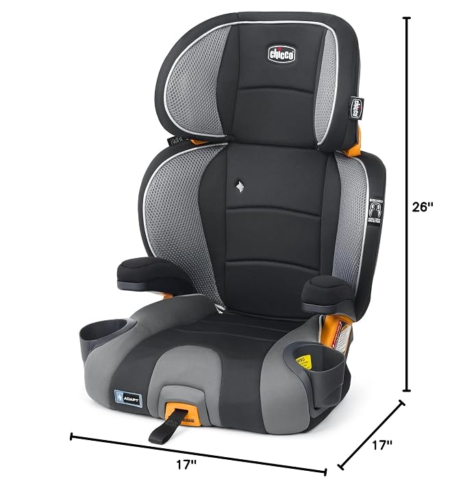 Chicco KidFit Adapt Plus 2-in-1 Belt-Positioning Booster Car Seat, Backless and High Back Booster Seat, for Children Aged 4 Years and up and 40-100 lbs., Ember/Black
