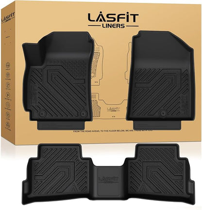 LASFIT Floor Mats for Kia Seltos 2026 2025 2024 2023 2022 2021, All Weather TPE Custom Fit Floor Liners 1st & 2nd Row Car Mats Accessories for Kia Seltos 2021-2026, Black