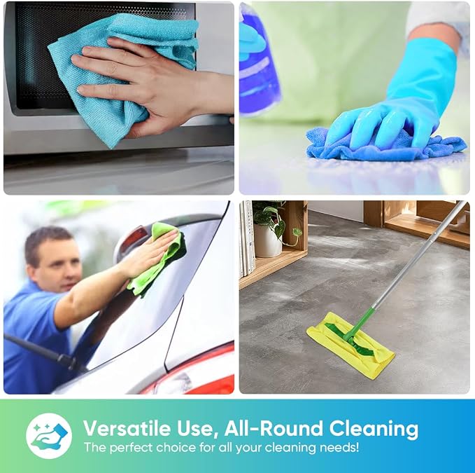 HOMEXCEL Microfiber Cleaning Cloths, 100 Pack Microfiber Towels for Cars, Lint & Scratch-Free Bulk Cleaning Rags for House, Kitchen, Car and Shop, Multicolor Absorbent Cleaning Towels 11.5 x 11.5 inch