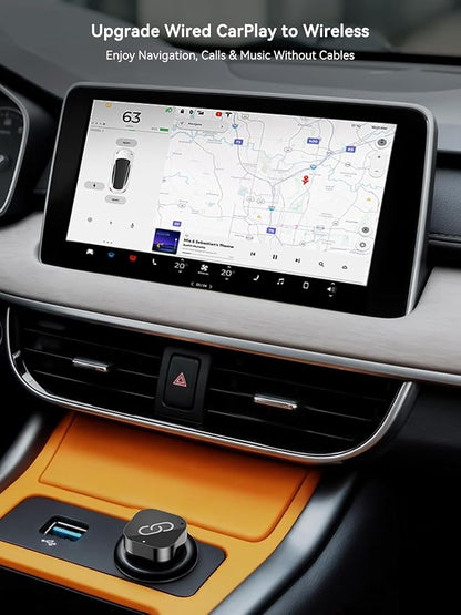2-in-1 Wireless CarPlay Adapter USB C for Factory Wired CarPlay and Android Auto, 5GHz WiFi Bluetooth 5.0 Auto Reconnect, Low-Latency Dongle, Black