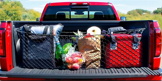 Cargo Net for 2005-2025 Toyota Tacoma Accessories, 40" x 16" Truck Bed Organizer, Envelope Style Cargo Netting for Pickup Truck Bed