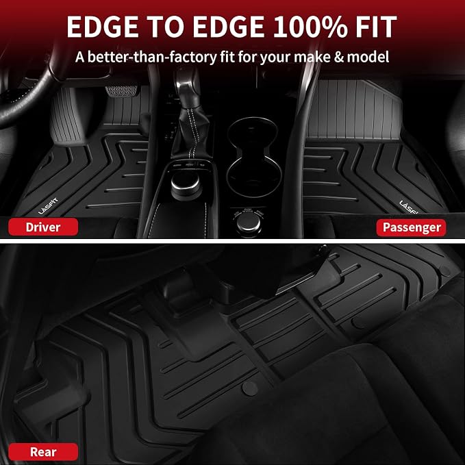 LASFIT Floor Mats for Lexus RX 2022 2021 2020 2019 2018 2017 2016 RX350 RX450h(Not for RX L), All Weather Floor Liners Custom Fit TPE Car Mats,Front & Rear Mats, Black