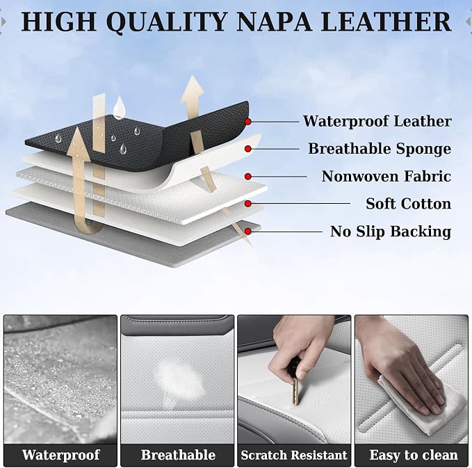 Coverado Car Seat Covers, Front Covers for Cars, Car Seat Cover Front Seats, Automotive Seat Cover, Waterproof, Leather Car Seat Cushion, Universal Interior Covers Seat Protectors for Most Cars