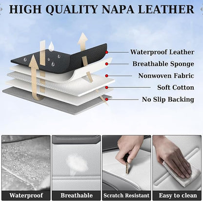 Coverado Car Seat Covers, Front Covers for Cars, Car Seat Cover Front Seats, Automotive Seat Cover, Waterproof, Leather Car Seat Cushion, Universal Interior Covers Seat Protectors for Most Cars