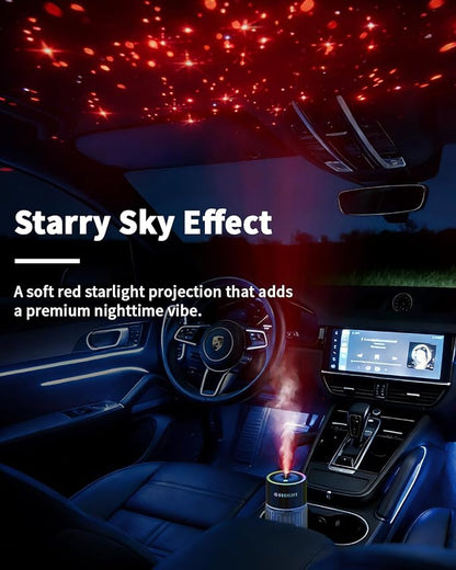 Smart Car Air Freshener Diffuser, Auto On/Off Car Aroma Diffuser, 4 Mist Modes, 130ml Long Lasting Rechargeable Oil Freshener, Up to 130 Days Use, RGB Music Sync Light, Star Light-Cologne