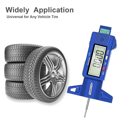 GODESON Tire Tread Depth Gauge, Digital Tire Tread DepthGauge in Inch/MM with Large LCD Display and Tire Tread Depth Measuring Tool for Cars,Trucks,Moto(Blue)