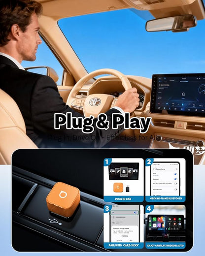 OTTOCAST 2026 Mini Slim USB C 2-in-1 Wireless CarPlay Adapter, Plug & Play | Android Auto Adapter, 5s Auto-Connect, Mini Size,Remember Two Phones