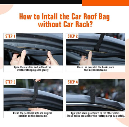 21 Cubic Feet Rooftop Cargo Carrier Bag, 840D Waterproof Car Roof Bag for Cars with/Without Racks, Heavy Duty Roof Top Cargo Bag with Anti-Slip Mat, 6 Door Hooks, Storage Bag & Lock