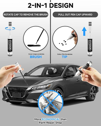 Touch Up Paint Compatible with Nissan Exact Match 2 in 1 Touch up Paint for Chips and Nicks Repair (Gun Metallic(KAD) Compatible with All Models)