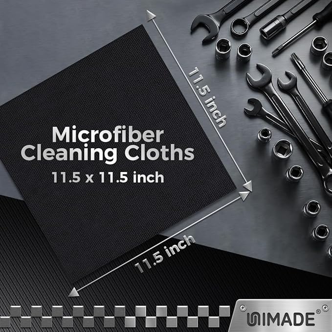 UNIMADE Microfiber Cleaning Cloth, 200 Pack Microfiber Towels for Cars Reusable Shop Rags Bulk Lint Free Cleaning Towels for Car Kitchen Automotive Bar Mechanic Restaurant Garage, 11.5"x 11.5", Grey