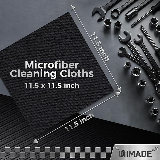 UNIMADE Microfiber Cleaning Cloth, 200 Pack Microfiber Towels for Cars Reusable Shop Rags Bulk Lint Free Cleaning Towels for Car Kitchen Automotive Bar Mechanic Restaurant Garage, 11.5"x 11.5", Black