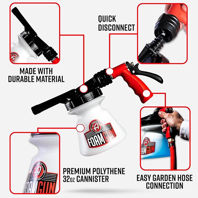 Adam's Foam Gun Car Wash Foam Sprayer - Connects to Garden Hose for Car Washing, No Pressure Washer Required, Use Snow Foam Blaster with Car Soap, Shampoo or Detergent