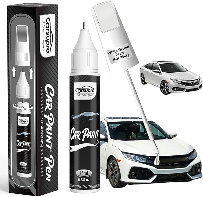 White Orchid Pearl(NH-788P) for Honda Touch Up Paint Pen, 2 in 1 Car Scratch Remover with Pen Tip and Brush, Precise Color Match for Car Paint Scratch Repair, Quickly and Easily Fix Chips and Nicks