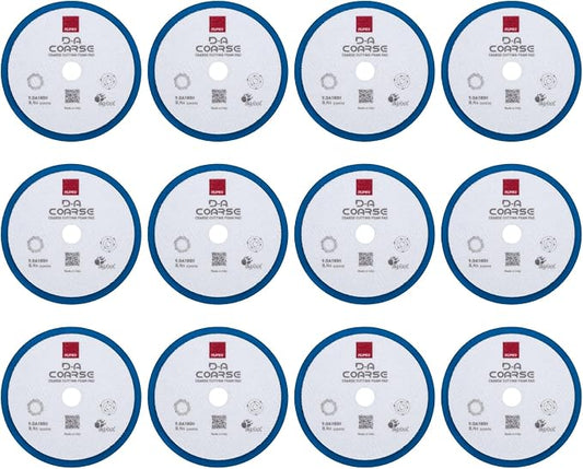 RUPES 9.DA180H Pack of 12 Blue D-A Coarse Cutting Foam Pads 180mm | Ideal for Paint Correction & Gloss Enhancement | Mild to Severe Defect Removal | Compatible with 6" Backing Plate