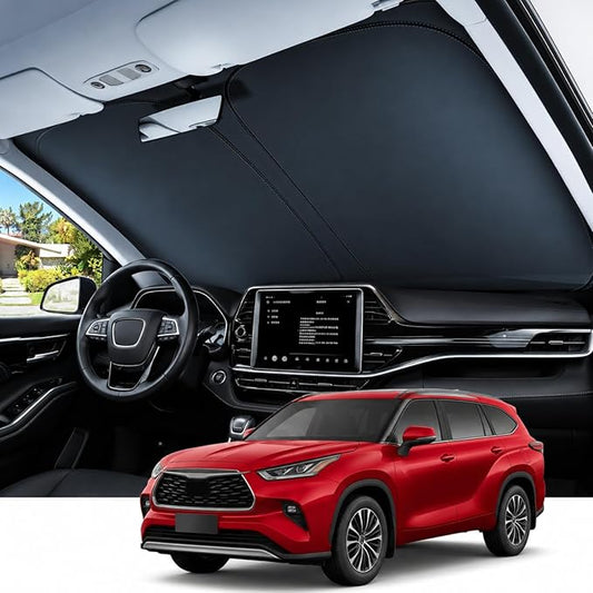 REEVAA Upgraded for Toyota Highlander 2020-2026 Windshield Sunshade [Tailored Fit, 99% Sun Protection] Foldable Sun Shade Car Accessories with Storage Bag