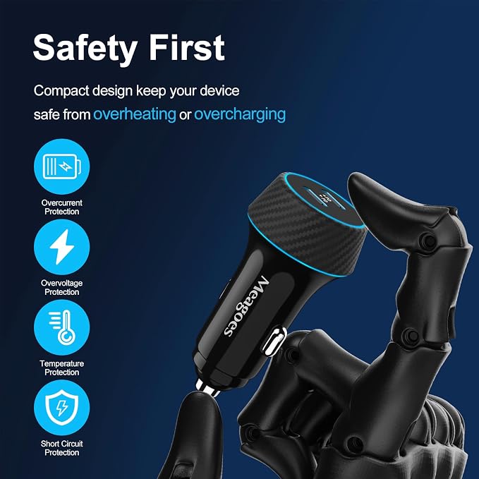 2 Pack 90W USB C Car Charger Super Fast Charging for iPhone 17 Pro Max/Air/16/15/iPad, Samsung S26 Android Phone, Dual 45W PD Port Auto Accessories, 12V Cigarette Lighter Adapter + 3.3 ft Type C Cord
