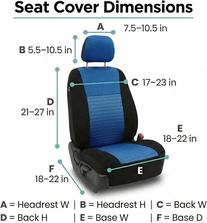 FH Group Universal Car Seat Covers Front Set for SUV Truck Sedan Vans | 3D Textured Breathable Fabric Seat Cover Set Protector with Airbag Compatible Interior Upgrade - Blue