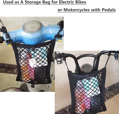 Upgrade Cargo Net for Motorcycle Helmet Storage, 11"X9.8" High-Elastic Double Layer Bungee Net (11x9.8 Inch)