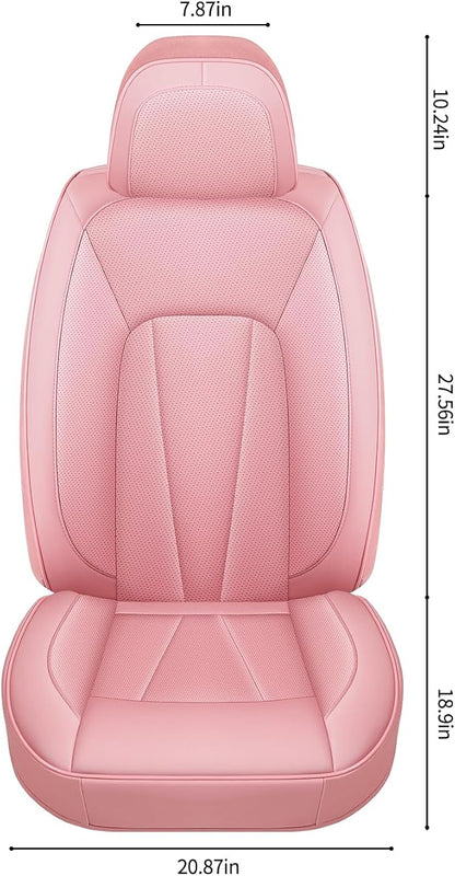 Cute Car Seat Covers,Pink Leather Seat Covers Front Seats,Waterproof Breathable Full Wrapping Edge Car Seat Cushion, Luxury Automotive Seat Protecor