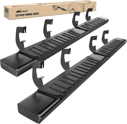 Nilight Running Boards for 2007-2018 Chevy Silverado/GMC Sierra 1500 Crew Cab 2007-2019 Chevy Silverado/GMC Sierra 2500HD 3500HD 6 Inch Slip-Proof Aluminum Side Step Nerf Bars