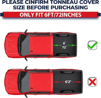 MOSTPLUS Roll-Up Soft Vinyl Truck Bed Tonneau Cover Compatible with 2015-2024 2025 Chevrolet Colorado/Compatible with 2015-2025 GMC Canyon 6' FT Bed 72 inch Fleetside