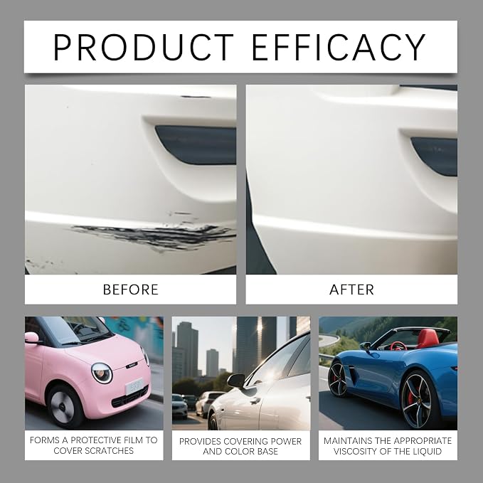 White Car Touch Up Paint Pen, Color Accurate Car Scratch Repair for Cars, 2-in-1 Auto Paint Scratch Remover, Fast Dry, Easy to Use, Long Lasting, Universal for Most Vehicles