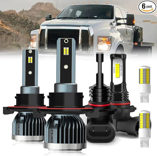 For Ford F250 F-350 F-450 F-550 Super Duty 2005-2022 light Bulbs, H13/9008 High Low Beam + 9145 Fog Lights Turn signal Lights Combo, 6-Pack