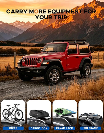 Wonderdriver Heavy Duty 330lb Roof Rack Cross Bars Compatible with Jeep Wrangler JK JL Gladiator JT 2007-2026, 2 & 4 Door Aluminum Crossbars Rooftop Cargo Bag Kayak Bike Carrier