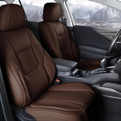 Coverland Custom SUV Car Seat Covers Front Seats for [2007-2024 Ford Edge] - Protector Car Seat Cover Water Resistant Leather Memory Form Back Support Seat Cushion [Front-Dark Brown]