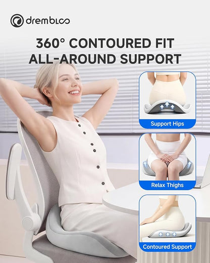 Extra Large Seat Cushion, Premium Memory Foam Office Chair Cushions for Long Sitting Sciatica & Tailbone & Back Pain Relief, Ergonomic Pressure Relief Seat Cushions for Car, Desk Chair