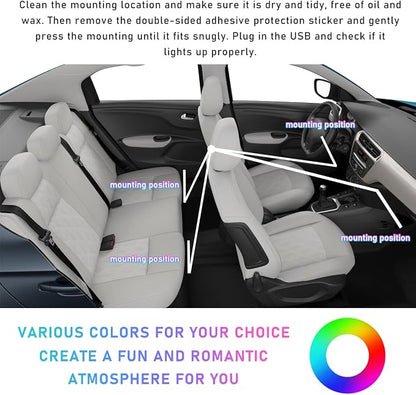 Ohleats Car LED Strip Light, 48 LED RGB Auto Interior Atmosphere Lights, Cigarette Lighter Under Dash Ambient Night Light, Interior Lamp Lighting Kit (Pink Purple, USB)
