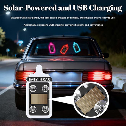 Car LED Ambient Light - Baby Bottle Design for Side and Rear Windows, 6 Modes, Solar Powered, Auto On/Off, 500mAh, Car Gift (Red)