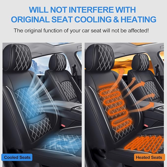 Car Seat Covers Compatible with Hyundai Palisade 2020-2025 2026 - Full Set 5 Seats Luxury Leather All-Weather Seat Cushions & Protectors, Waterproof & Breathable, Airbag Compatible (Whiteline)
