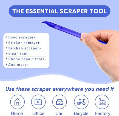 9 Pieces Plastic Scraper Tool Scratch Free Crevice Cleaning Sticker Remover Tool Multipurpose Non Scratch Scrapers for Tight Spaces, Kitchen, Crevices, Auto Detailing, Paint