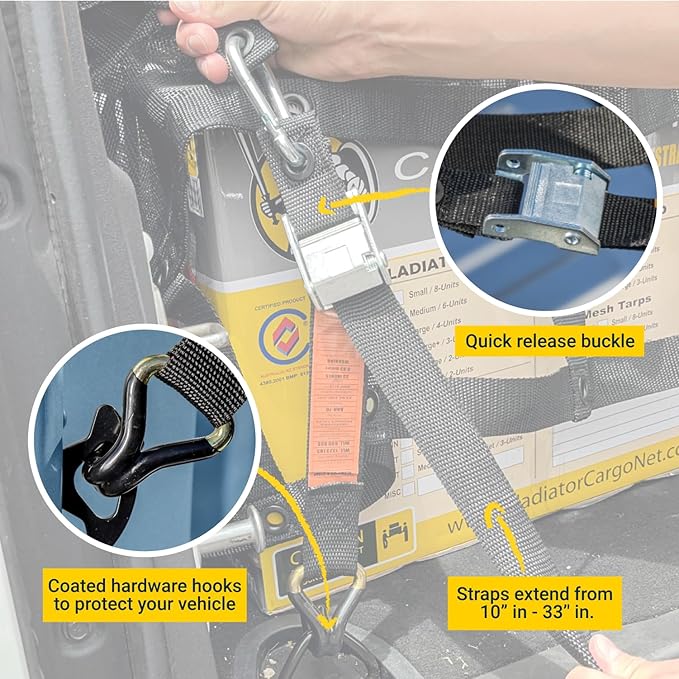 Gladiator Cargo Nets - Heavy Duty Trailer Cargo Net - (MUT-100) - 7.3' x 13.3' (for 6x12 ft Trailers)