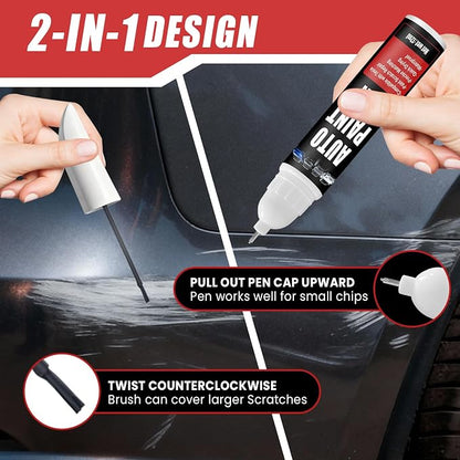Touch Up Paint for Cars (Stealth Grey PN01), Compatible with Tesla Model Y/3/X/S, 0.4 fl oz Color Accurate 2-in-1 Car Paint Scratch Repair Pen, Easy to Use, Fast-Drying, Long-Lasting