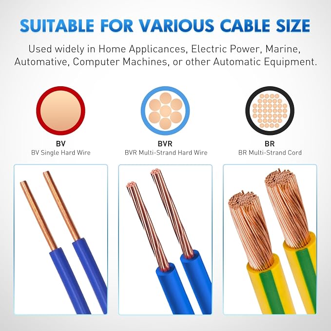Nilight 300PCS CE1 Closed End Crimp Terminal 22-16 Gauge Nylon Insulated Closed End Wire Cap Wire Connectors Crimp Cap Terminals Connectors for Automotive Car Truck Boats Marine Electrical Wiring
