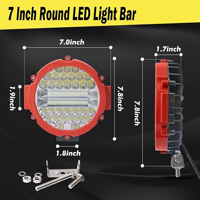 7 Inch Round LED Offroad Light Bar 201W 15000LM Off Road Driving Work Light Pod Flood Beam Pod Lights with Wiring Harness for Pickup Trucks SUV ATV UTV Tractor, 8PCS
