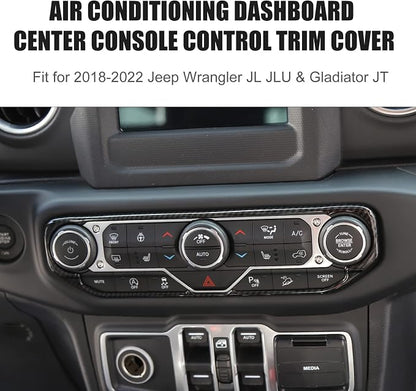 RT-TCZ Air Conditioning Dashboard Center Console Control Trim Panel Cover Interior Accessories Decoration Trim Kit for 2018-2022 Jeep Wrangler JL JLU & Jeep Gladiator JT (Carbon Fiber Grain)