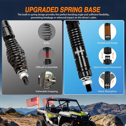 Nilight LED Whip Light 2PC 2FT Spiral RGB Antenna Whips with Spring Base, App/Remote Control DIY Chasing Patterns Brake & Reverse Turn Signal Lights for Side by Side ATV UTV RZR Can-Am Buggy Jeep
